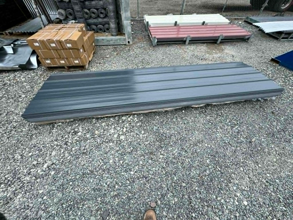 Grey Ribbed Metal Roofing