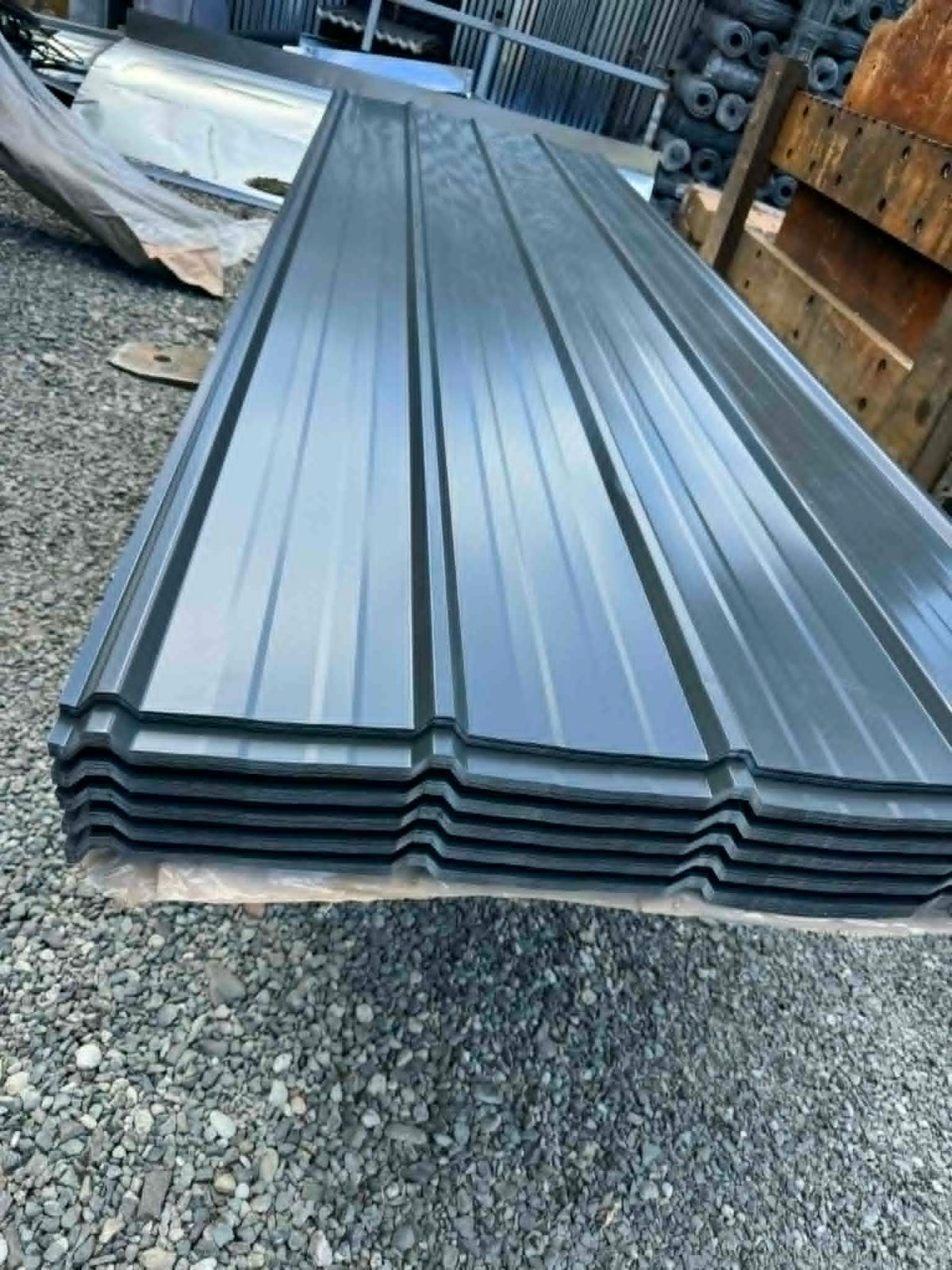 Grey Ribbed Metal Roofing