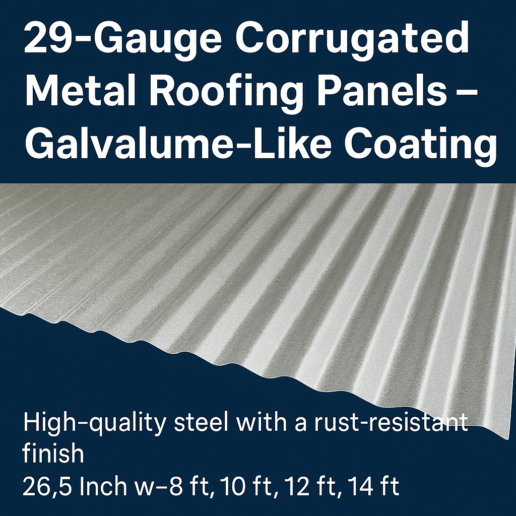 29-Gauge Corrugated Galvanized Aluminum-Zinc Steel Panels - Local Pickup Only
