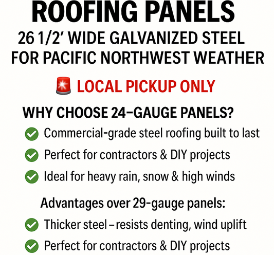 24-Gauge Corrugated Metal Roof Panel – Galvanized Steel – 8ft to 16ft Local Pick Up Only