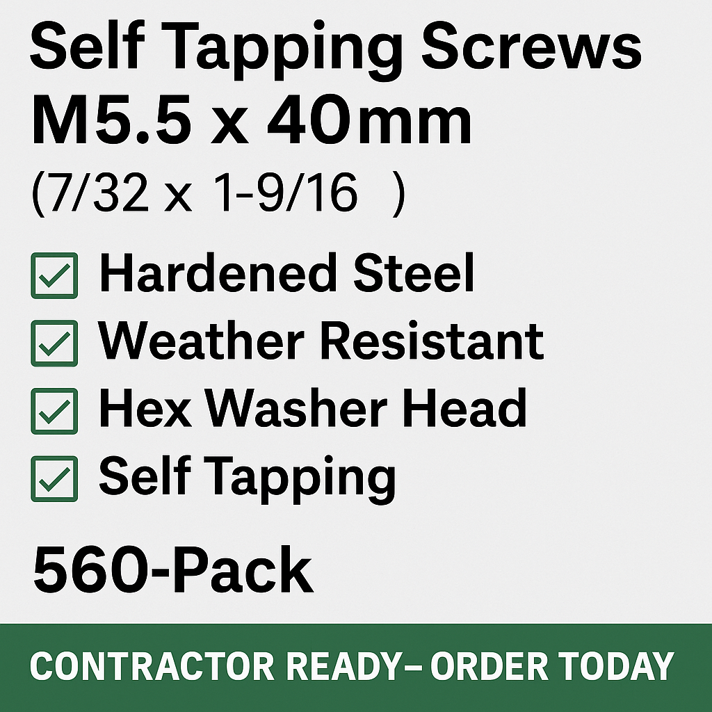 Self Tapping Screws 560 count Pack Hex Washer Head Weather Resistant Steel for Outdoor Projects
