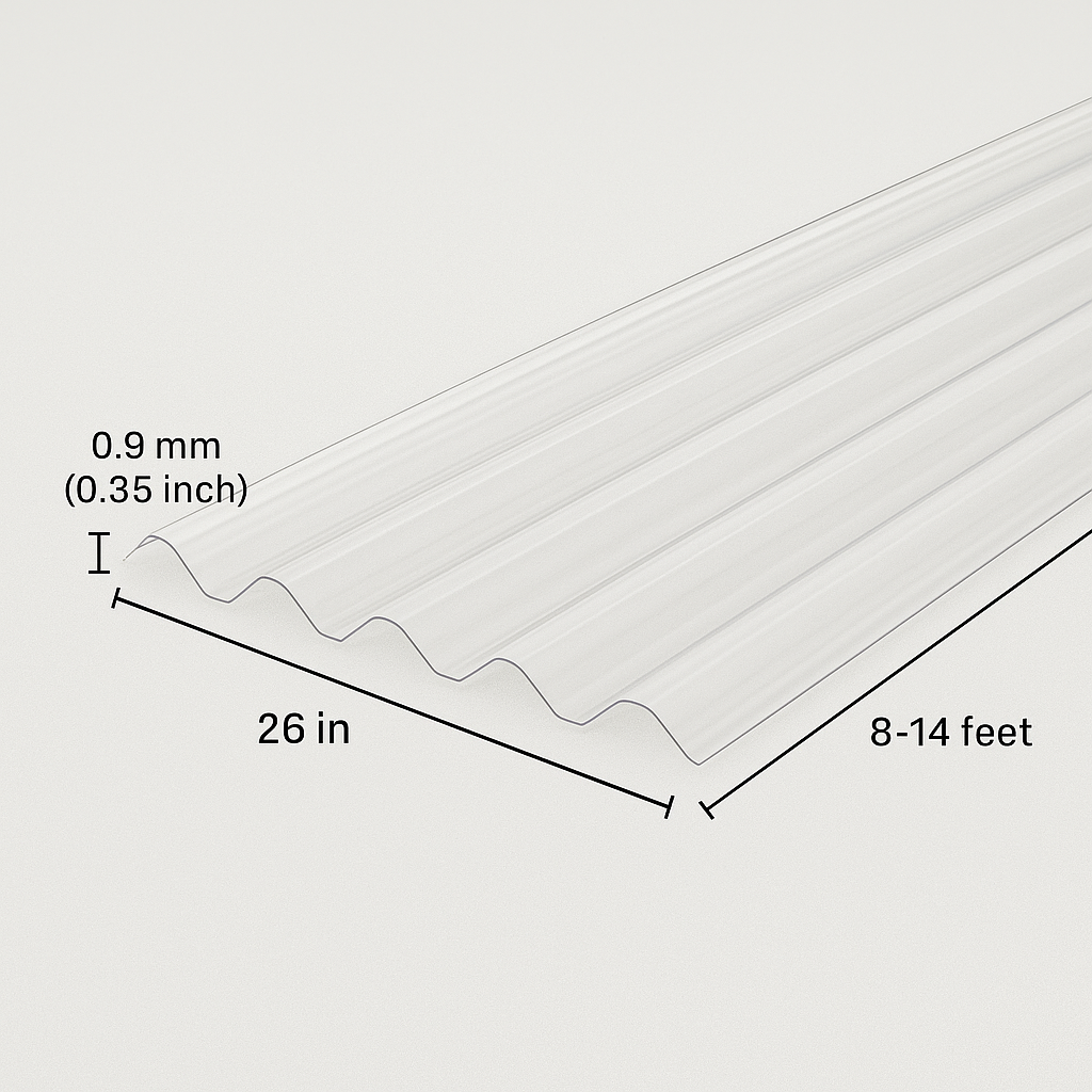 0.9mm Clear Greenhouse Roofing Panels – Heavy-Duty 26.5” x 8–14 ft - Local Pick Up