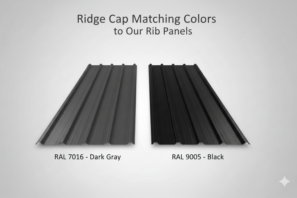 10 ft ridge cap flashing for corrugated and rib style metal roofing panels.