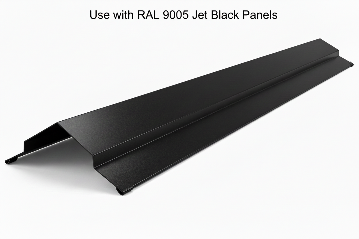 10 ft ridge cap flashing for corrugated and rib style metal roofing panels.
