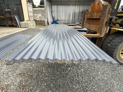 12 FT x 35" Grey Metal Corrugated Roofing / Siding Panels, 28 Gauge