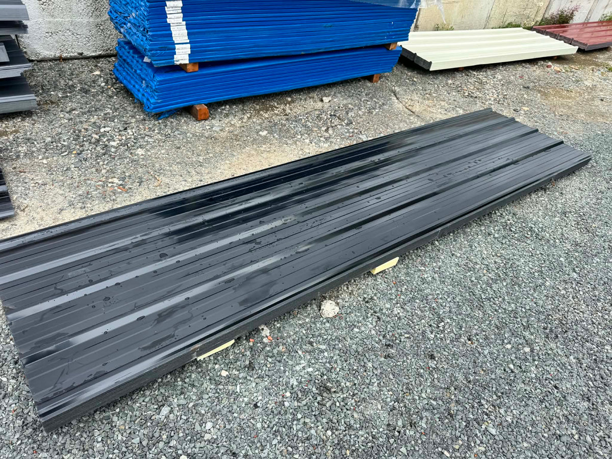 12FT x 3FT Black Metal Ribbed Roofing / Siding Panels, 26 Gauge