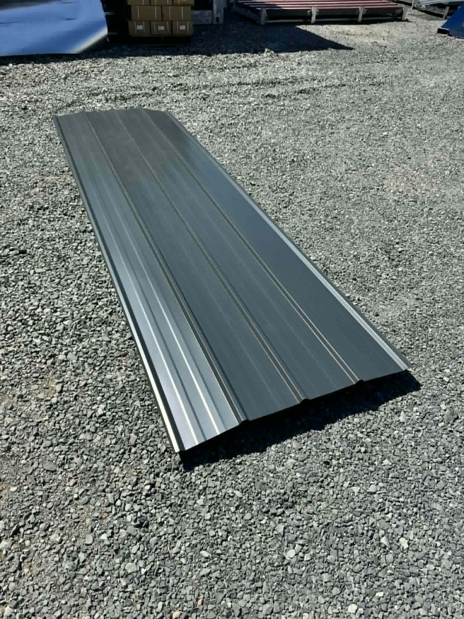 Grey Ribbed Metal Roofing