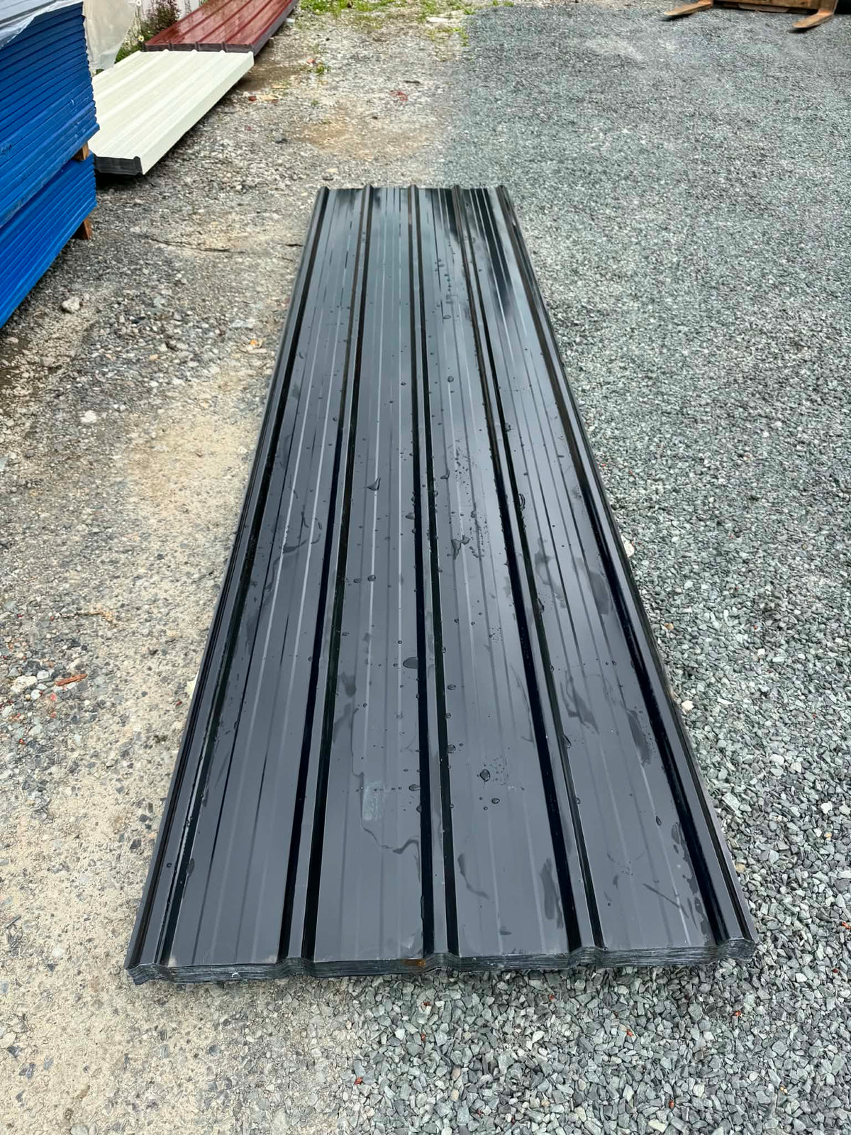12FT x 3FT Black Metal Ribbed Roofing / Siding Panels, 26 Gauge