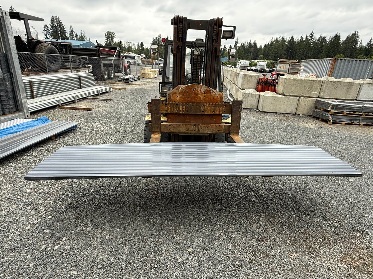 12 FT x 35" Grey Metal Corrugated Roofing / Siding Panels, 28 Gauge