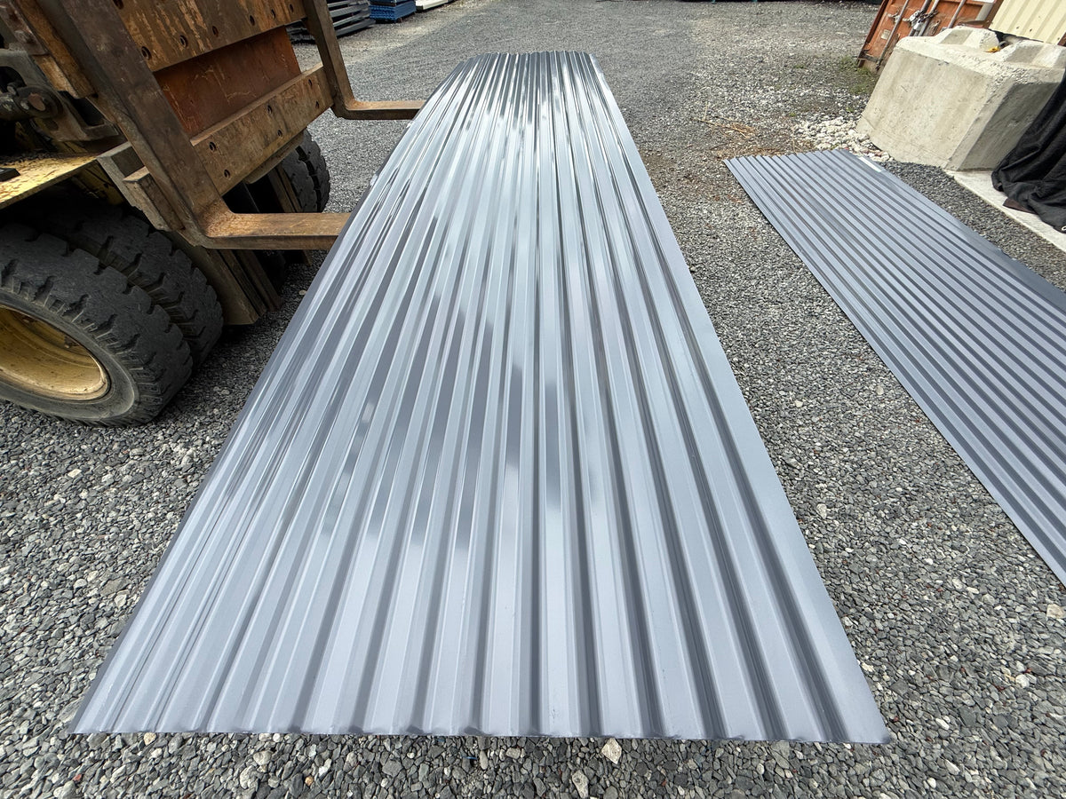 12 FT x 35" Grey Metal Corrugated Roofing / Siding Panels, 28 Gauge