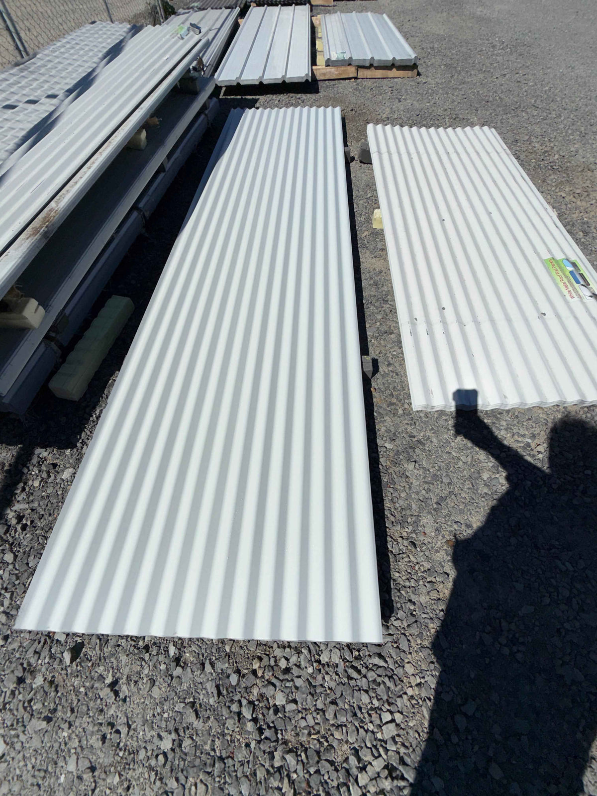 White Corrugated Metal Panels 7ft 10.5in & 12ft x 3ft Wide – 0.3mm Steel – Local Pickup Only