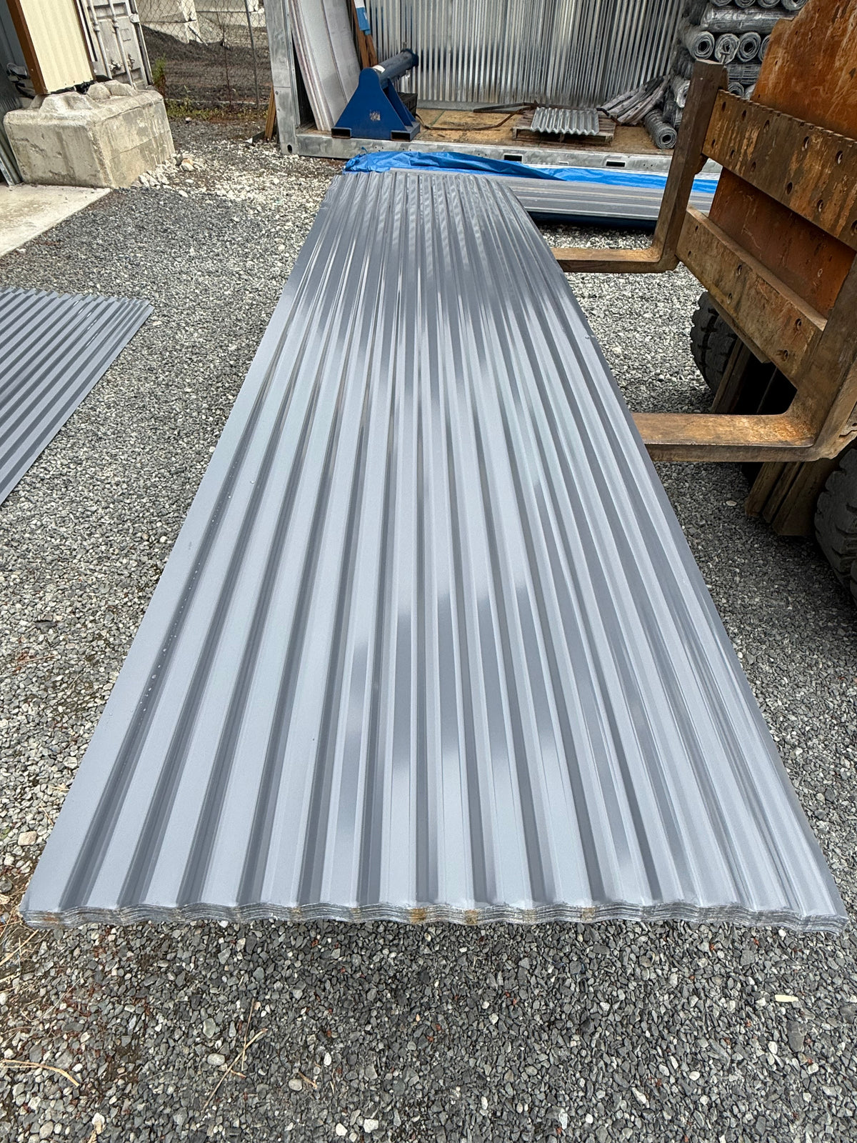 12 FT x 35" Grey Metal Corrugated Roofing / Siding Panels, 28 Gauge