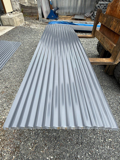 12 FT x 35" Grey Metal Corrugated Roofing / Siding Panels, 28 Gauge