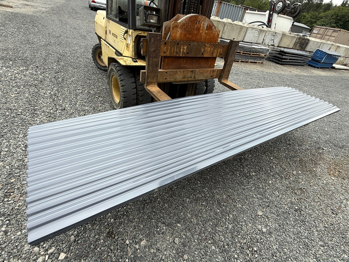 12 FT x 35" Grey Metal Corrugated Roofing / Siding Panels, 28 Gauge