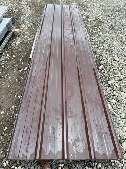 12FT x 3FT Grey & Brown Metal Ribbed Roofing / Siding Panels, 26 Gauge