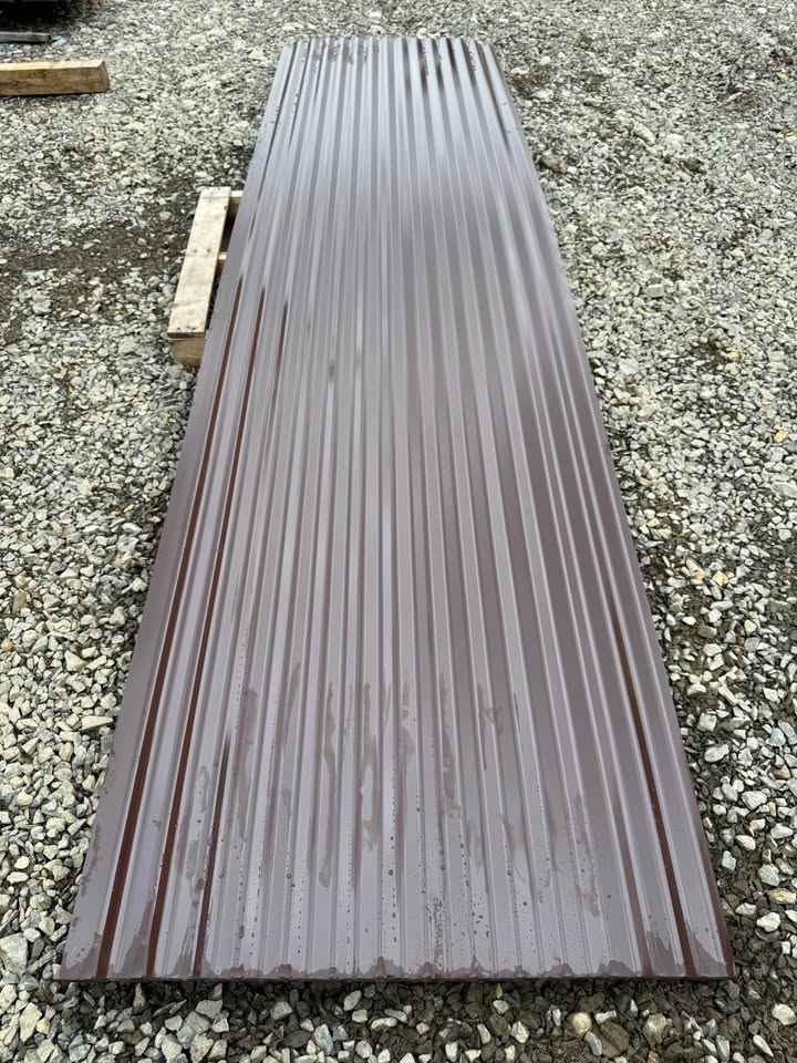 12 FT x 35" Brown Metal Corrugated Roofing / Siding Panels, 28 Gauge