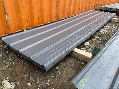 12FT x 3FT Grey & Brown Metal Ribbed Roofing / Siding Panels, 26 Gauge