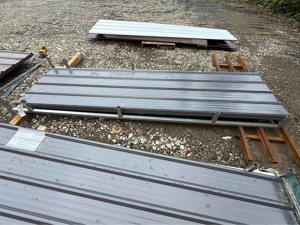 11.5FT x 3FT (actual 11ft 4in x 36in) Steel Color Metal Ribbed Roofing / Siding Panels, 26 Gauge
