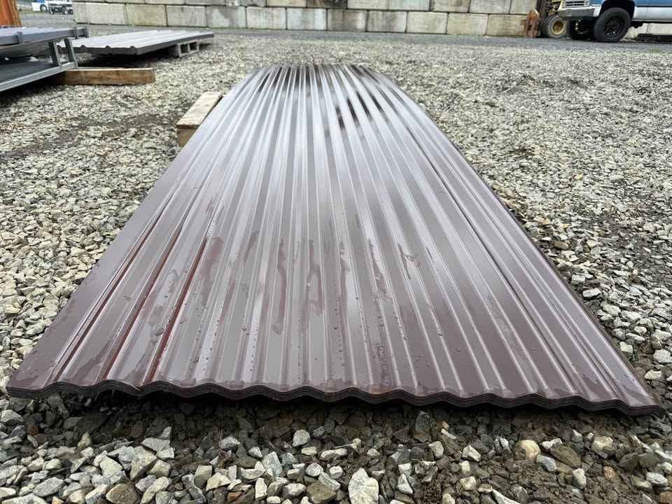 12 FT x 35" Brown Metal Corrugated Roofing / Siding Panels, 28 Gauge