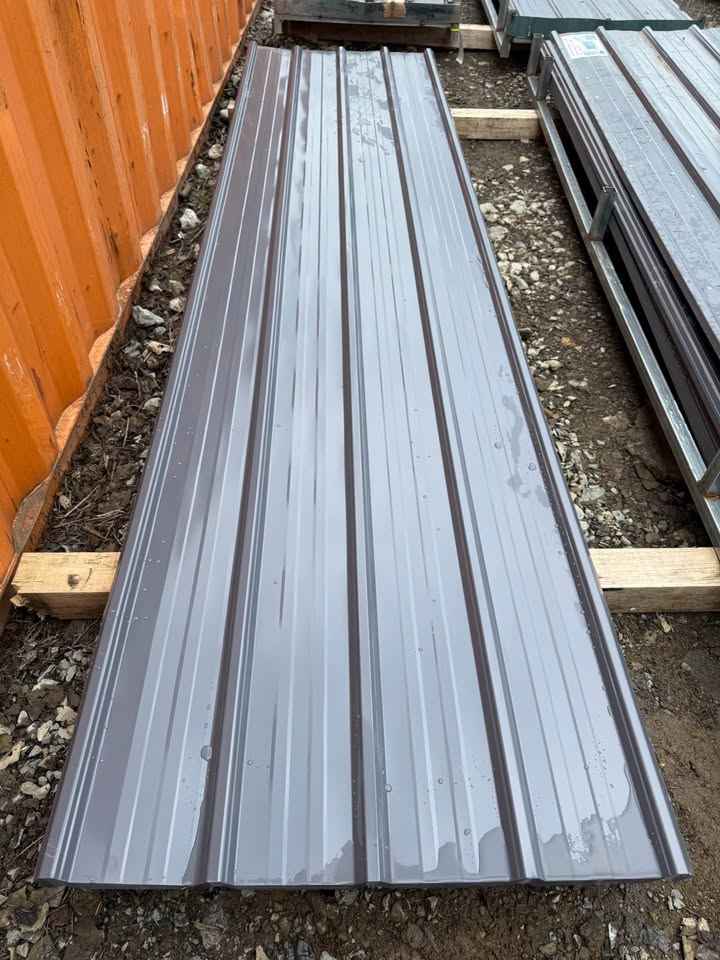 12FT x 3FT Grey & Brown Metal Ribbed Roofing / Siding Panels, 26 Gauge