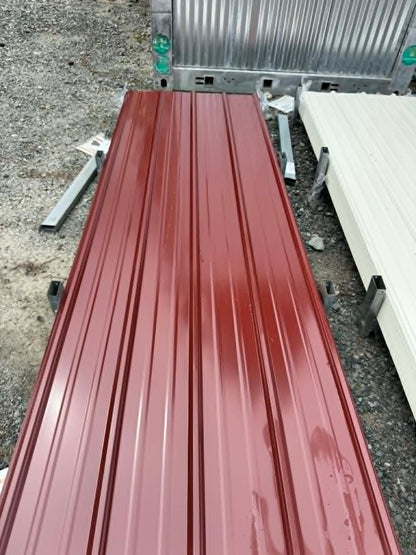 10FT x 3FT Red Galvanized Metal Ribbed Roofing / Siding Panels, 25 Gauge