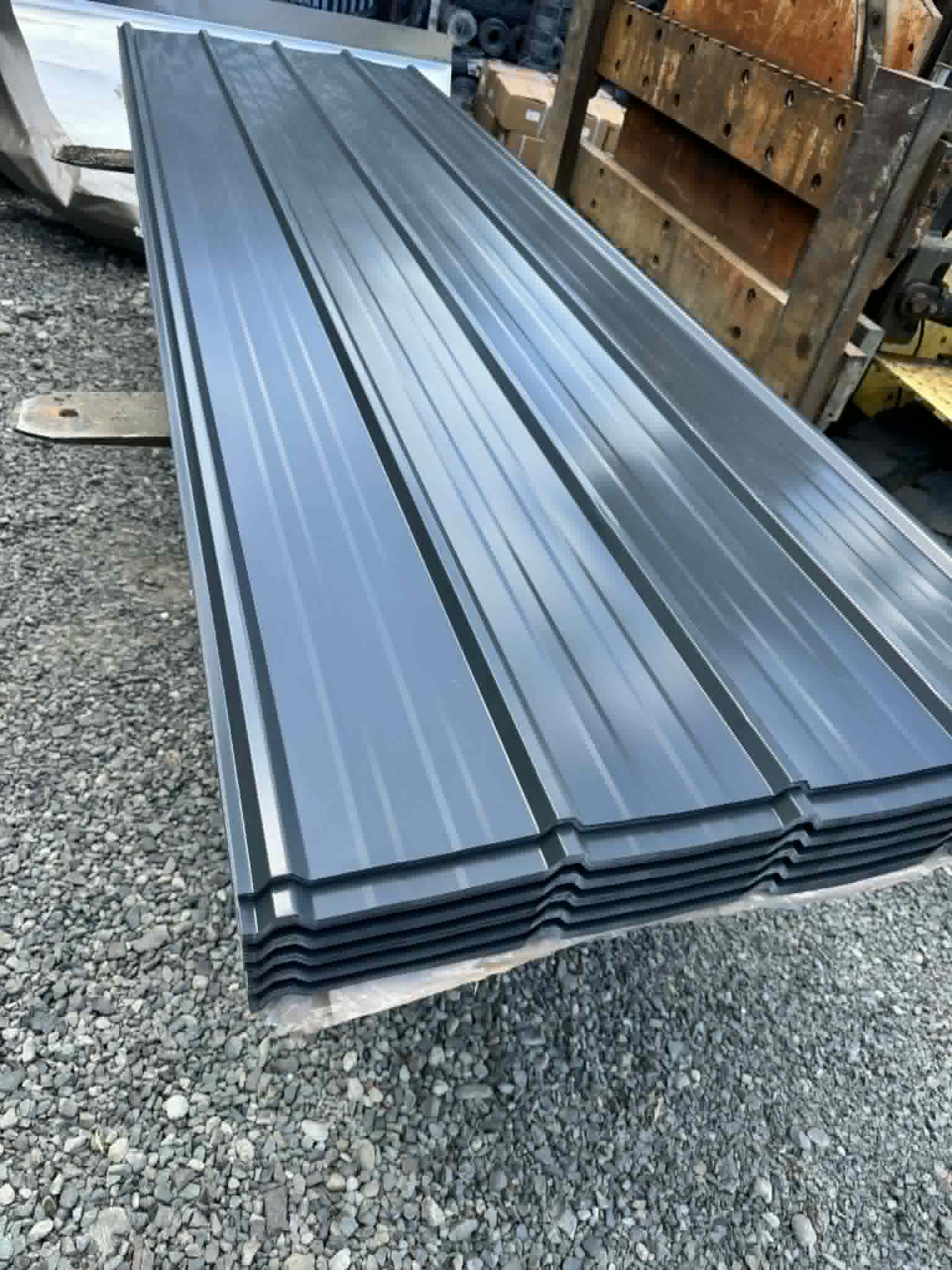 Grey Ribbed Metal Roofing