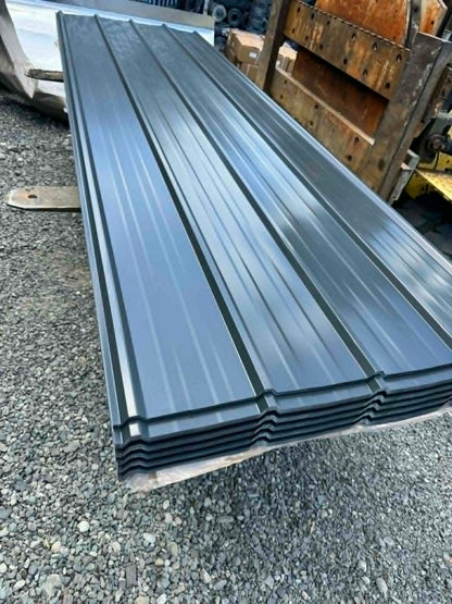 Grey Ribbed Metal Roofing