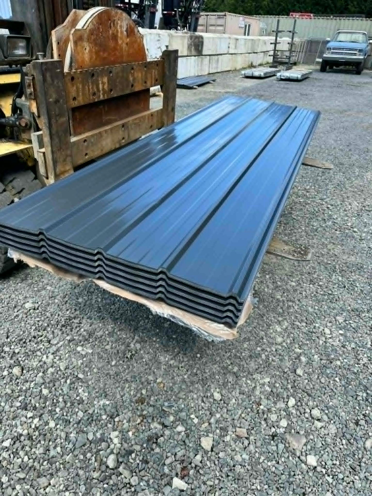 Grey Ribbed Metal Roofing