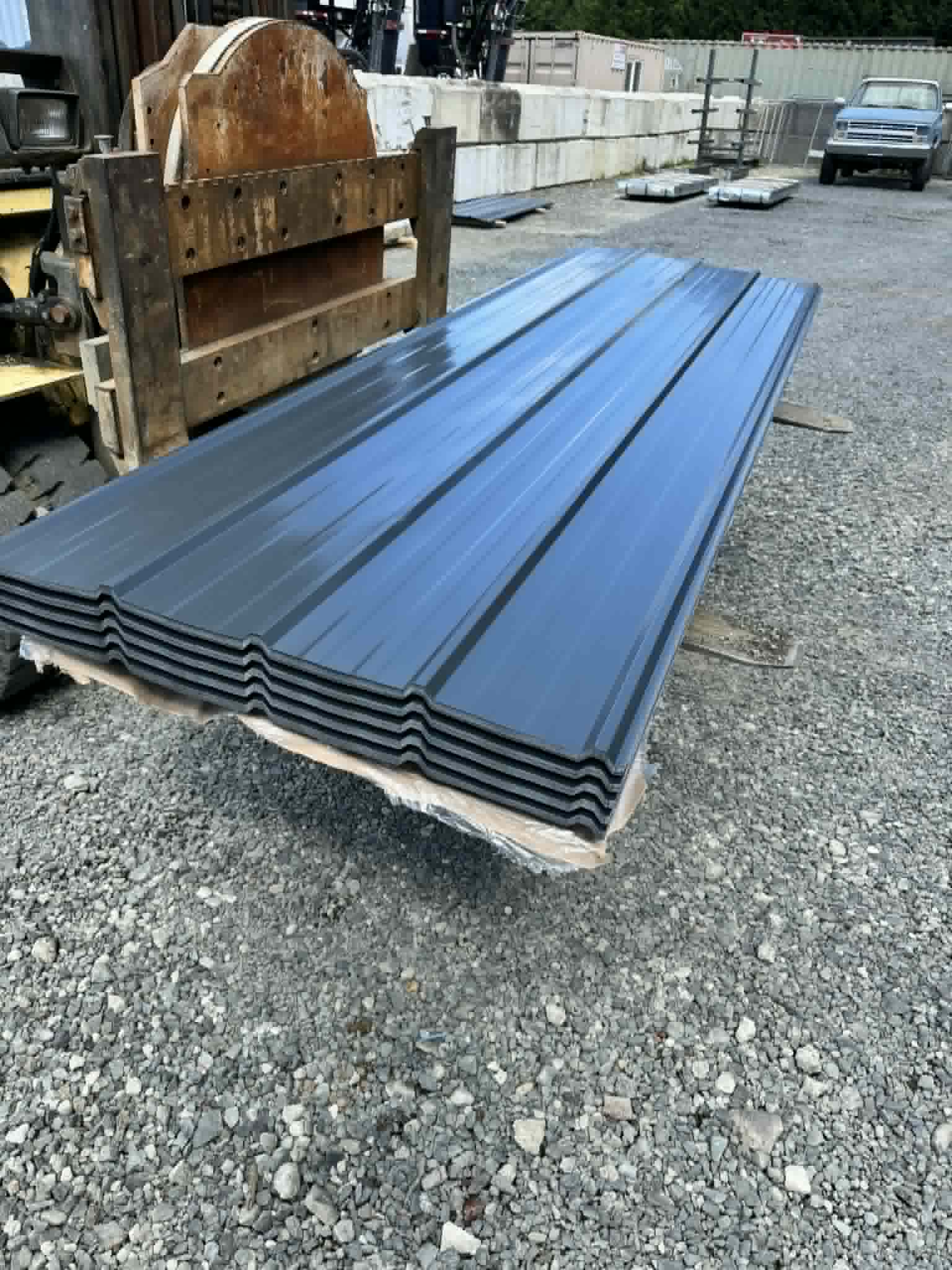 Grey Ribbed Metal Roofing