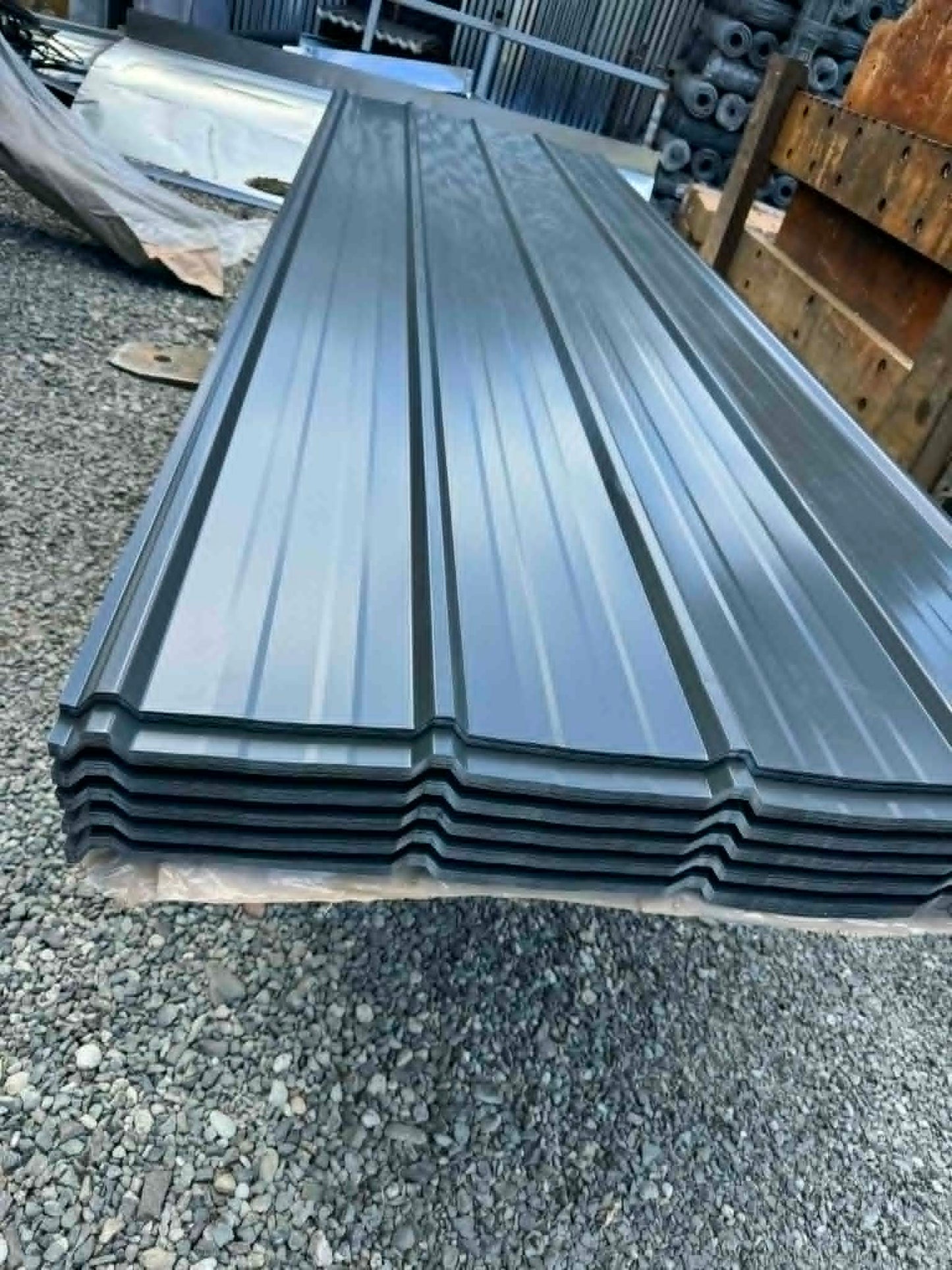 Grey Ribbed Metal Roofing