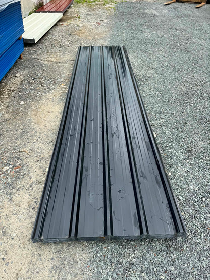 12FT x 3FT Black Metal Ribbed Roofing / Siding Panels, 26 Gauge
