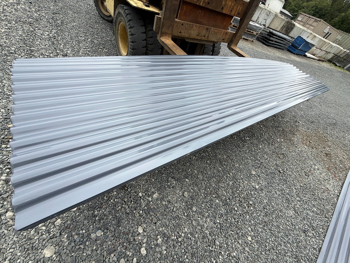 12 FT x 35" Grey Metal Corrugated Roofing / Siding Panels, 28 Gauge