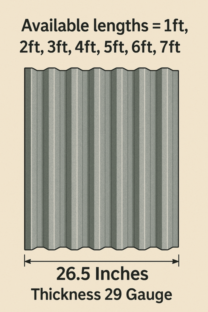 Corrugated Steel Panel – short panels - 1ft, 2ft, 3ft, 4ft, 5ft, 6ft, 7ft– Best Local Price