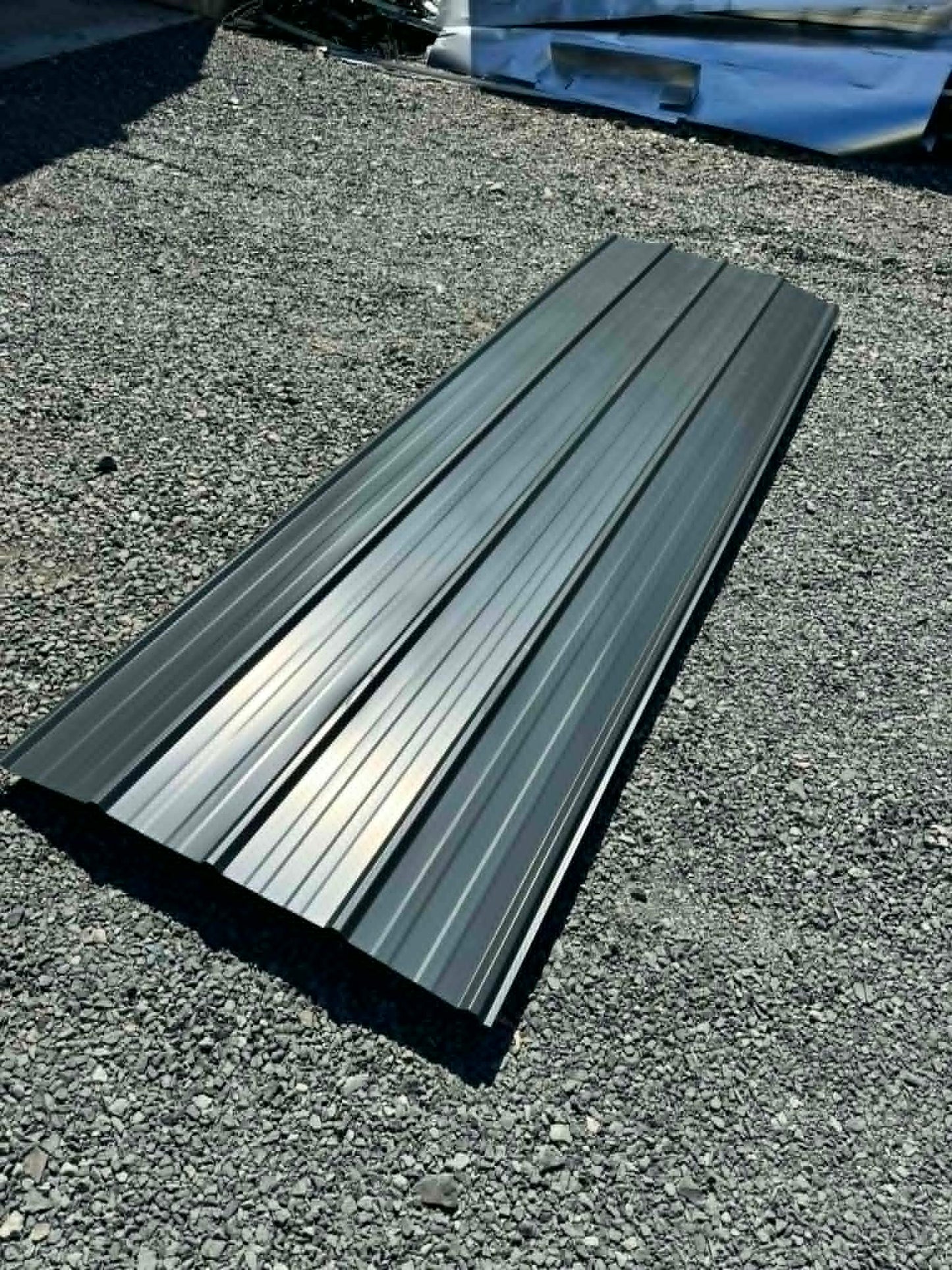 Grey Ribbed Metal Roofing