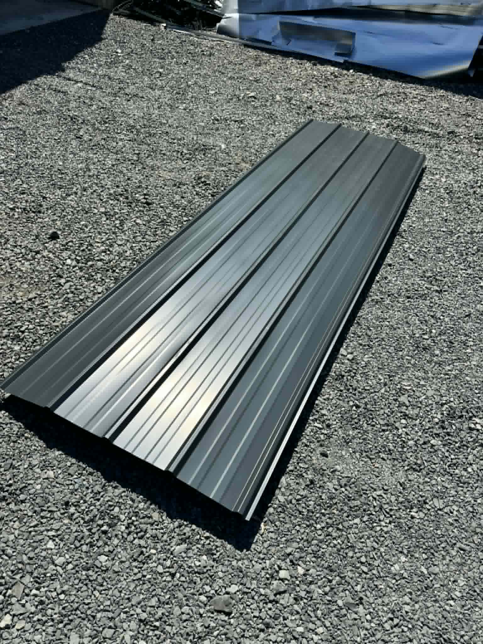 Grey Ribbed Metal Roofing