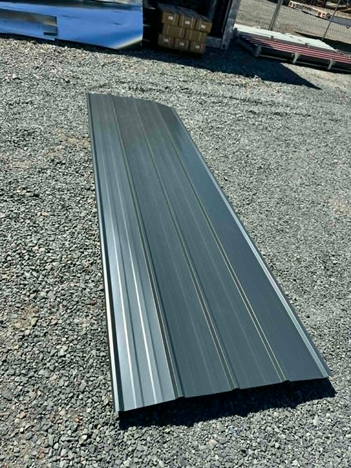 Grey Ribbed Metal Roofing
