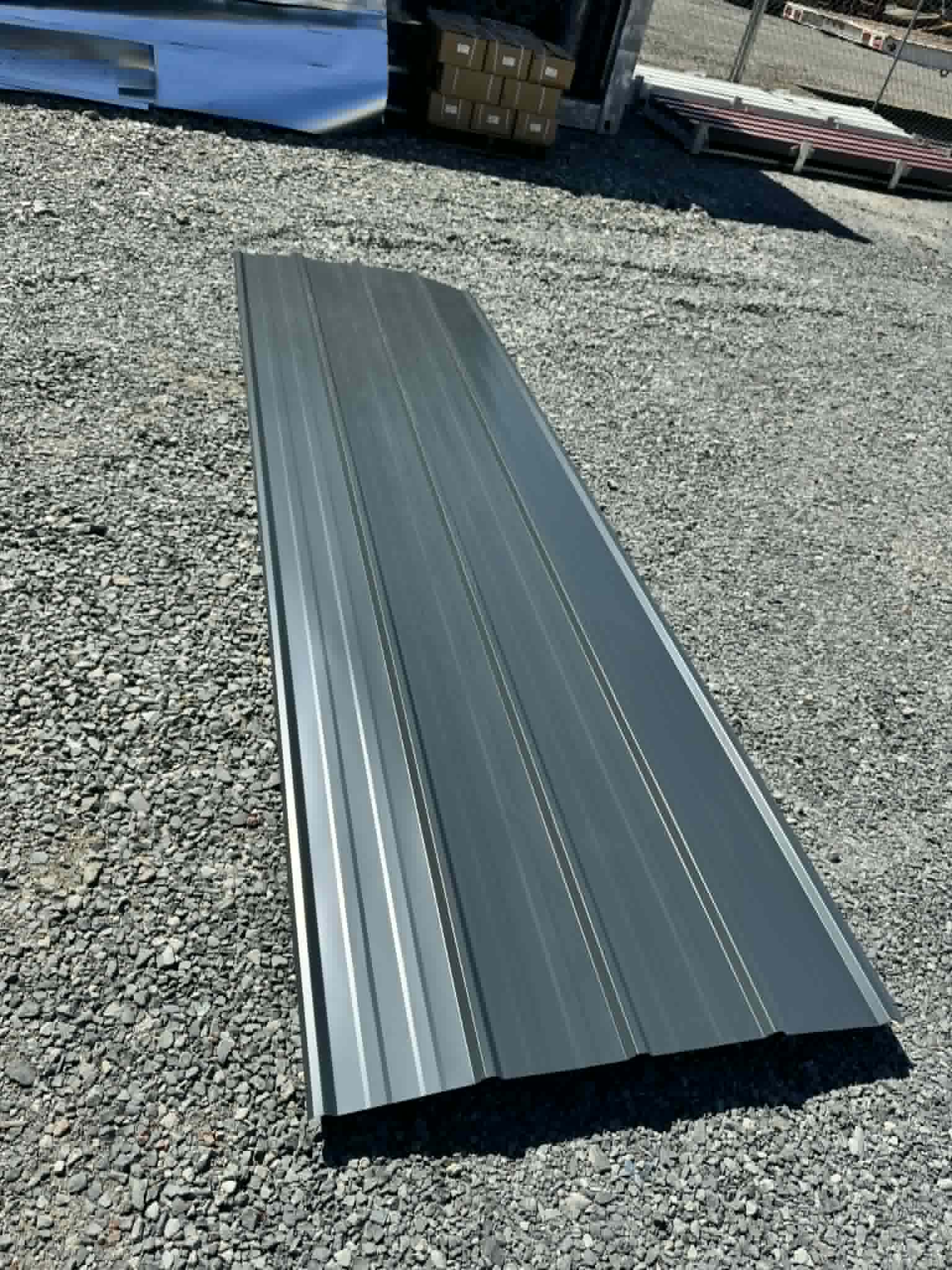Grey Ribbed Metal Roofing