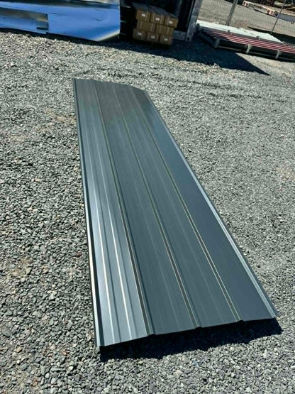 Grey Ribbed Metal Roofing