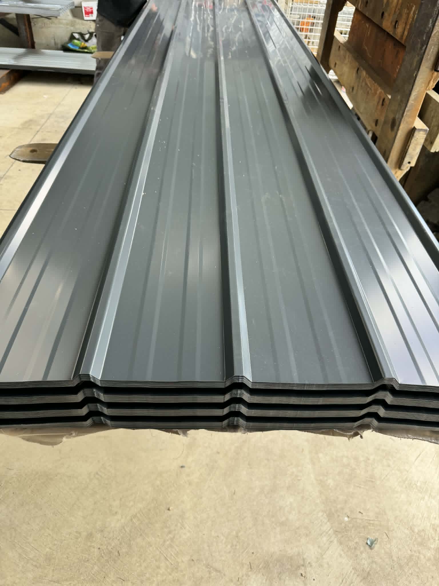 Grey Ribbed Metal Roofing
