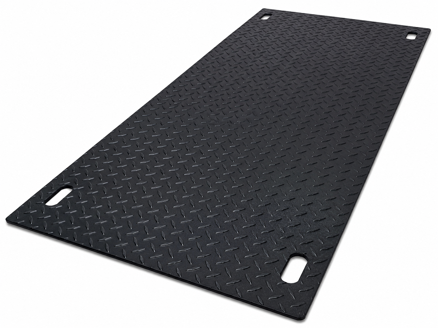 Black textured mat on a white background