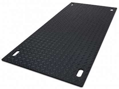 Black textured mat on a white background