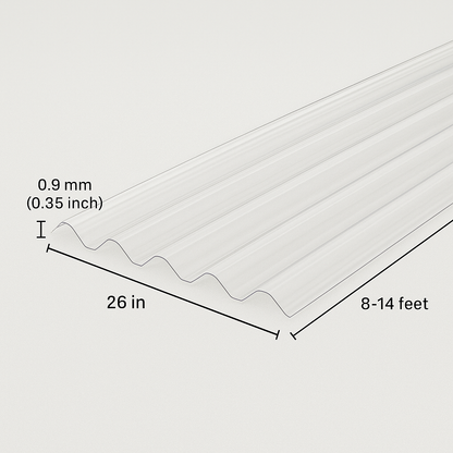 0.9mm Clear Greenhouse Roofing Panels – Heavy-Duty 26.5” x 8–14 ft - Local Pick Up