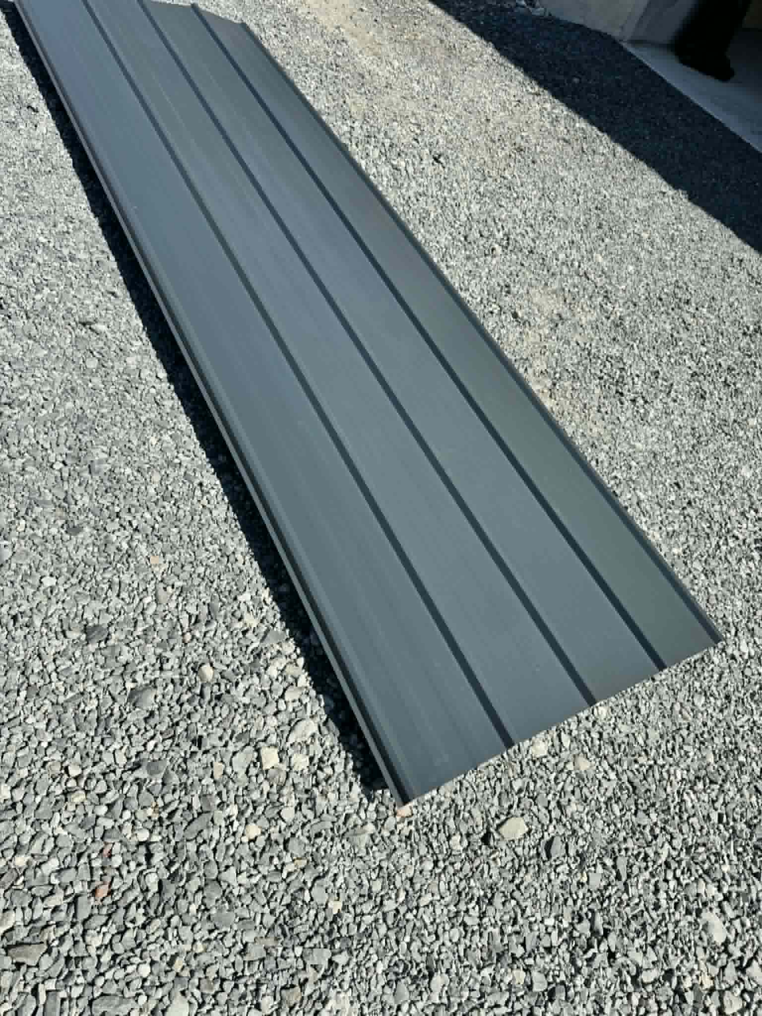 Grey Ribbed Metal Roofing