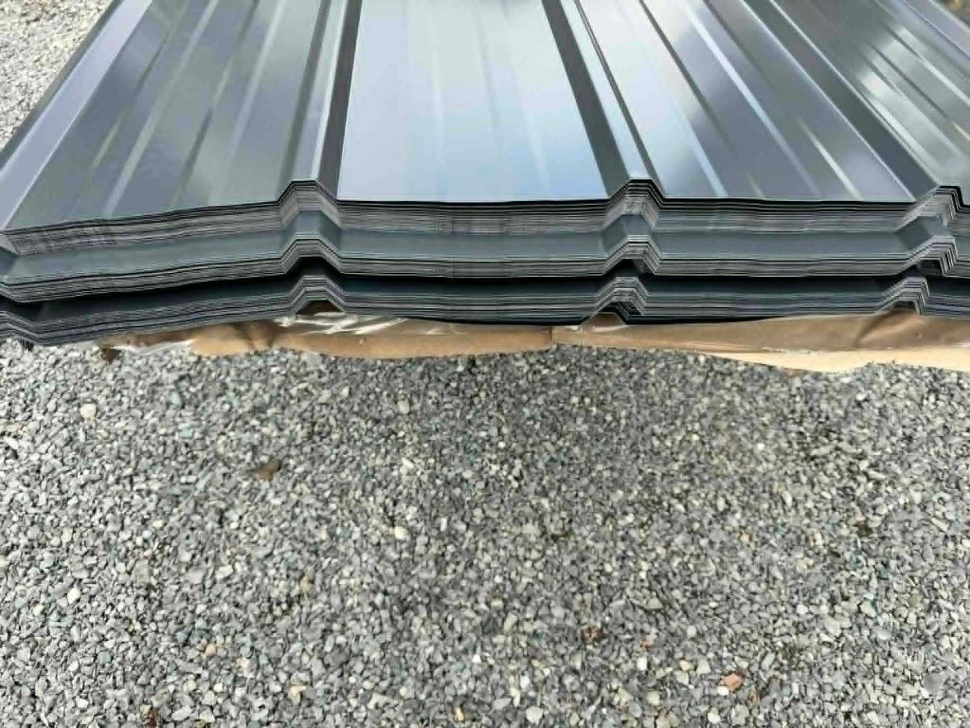 Grey Ribbed Metal Roofing