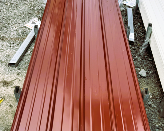 10FT x 3FT Red Galvanized Metal Ribbed Roofing / Siding Panels, 25 Gauge
